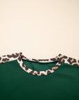 Leopard Colorblock Round Neck Short Sleeve T-Shirt