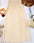 Shirred High Waist Side Slit Beach Maxi Skirt