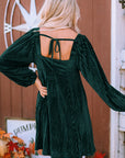 Velvet Tie-Back Square Neck Babydoll Dress