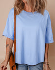 Solid Short Sleeve Hi Low Hem T-Shirt