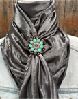 35X35" Solid Silver / Grey Wild Rag / Scarf WRS15 - Crystal Concho Wild Rag Slides - Assorted