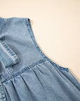 Clare Sleeveless Ruffled Chambray Dress