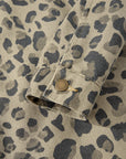 Leopard Denim Button Down Jacket