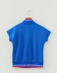 Contrast Frilled Trim Buttoned Collar Short Sleeve Top