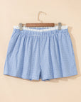 Plus Size Gingham Plaid Ruffle Contrast Trim Shorts