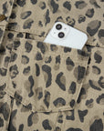 Leopard Denim Button Down Jacket
