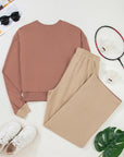 Colorblock Long Sleeve Top and Drawstring Pant Set