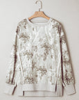 Leafy Camo Reverse Seam Patchwork Baggy Sweatshirt