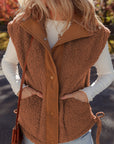 Solid Fleece Snap Button Side Tie Vest