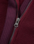 Waffle Zip Up Snap Button Hooded Jacket