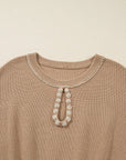 Zariah Embellished Keyhole Ribbed Sweater