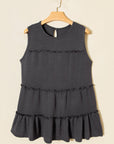 Solid Frilled Ruffle Tiered Tank Top