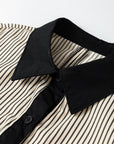 Stripe Patchwork Chest Pocket Mini Shirt Dress