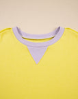 Plus Size Stripe Colorblock Patchwork Long Sleeve Crewneck Sweatshirt