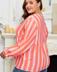 Teresa Stripe Crinkled Half PLUS Blouse