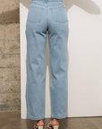 22803P -Rhinestone Fringe Denim Jeans: LIGHT WASH