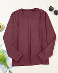 Judith Solid Exposed Seam Long Sleeve Top
