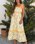 Floral Lace Tied-Strap Empire Waist Maxi Dress