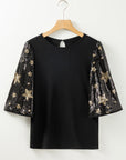 Lara Splicing Half Sleeve Top