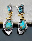 Turquoise and Aqua Dangle Silver Fashion Earrings WA105