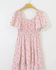 Floral Front Tie Shirred Waist Ruffle Mini Dress