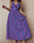 Floral Twisted V-Neck Tied Backless Maxi Dress