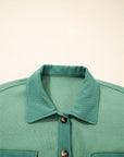 Waffle Knit Patchwork Button-Up Shirt