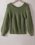 Lia Hollow-out Puffy Sleeve Knit Sweater