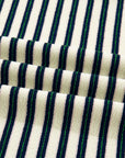 Stripe Contrast Trim Collared Zip Long Sleeve Top