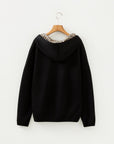 Leopard Contrast Drawstring Hood Drop Shoulder Top
