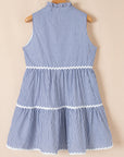 Stripe Sleeveless Contrast Ricrac Trim Mini Dress