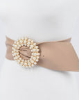 Pearl Round Buckle Plus Size Belt Featuring FiftyInch Length And TwoPointFiveInch Width