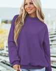 Solid Mock Neck Drop Shoulder Oversize Sweatshirt