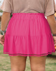Plus Size Boho Frilled Elastic Waist Shorts