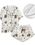 Baha Ranch Boots and Brands Western Cowgirl Cowboy Satin Short Pajama Sets