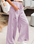 Mineral Wash Reverse Seam Drawstring Elastic Waist Pants