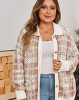 Navy Trim Front Cardigan PLUS Sweater