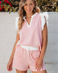 Melissa Trim Ruffled Top and Drawstring Shorts Set