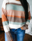 Stripe Colorblock Drop Shoulder Sweater