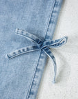 Denim Bow Side Straight Leg Jeans