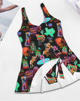 Baha Ranch Vegas Neon Skirted Swimsuit