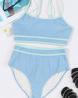 Ribbed Contrast Trim Spaghetti Strap Bikini Set