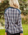 Plaid Corduroy Patchwork Zip-Up Snap-Button Jacket