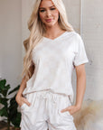 Checker V-Neck Tee & Drawstring Shorts Set