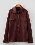 Ribbed Knit Flap Pocket Button-Up Shacket