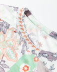 Floral Patchwork Mesh Mock Neck Long Sleeve Top