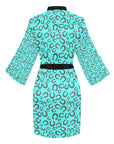 Mini Turquoise Horeshoe Women's Lounge Kimono Robe