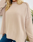 Solid Corded Knit Long Sleeve Top