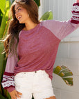 Kelsey Striped Raglan Long Sleeve Loose Top