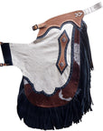 Hilason Western Bull Riding Chinks Chaps Rodeo Bronc Smooth Leather White Adult